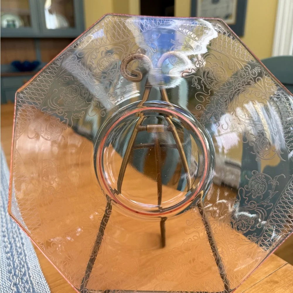 Vintage Octagon Pink Depression Glass Plate